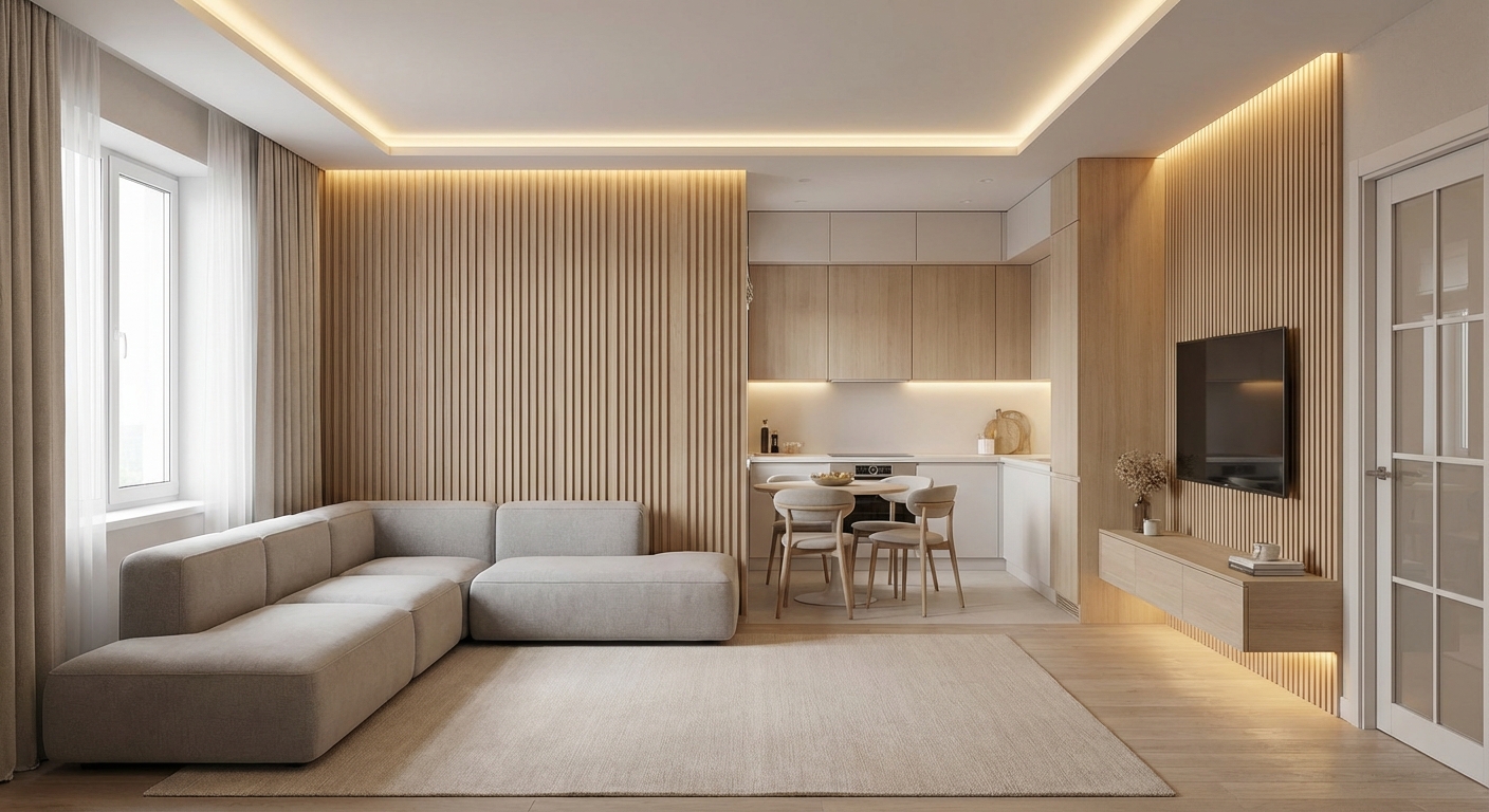 Дизайн гостиной в стиле Минимализм — пример интерьера от нейросети RoomGPT