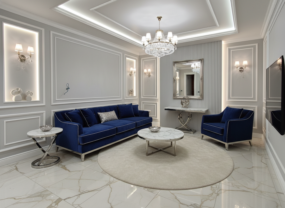 Дизайн гостиной в стиле Классика — пример интерьера от нейросети RoomGPT