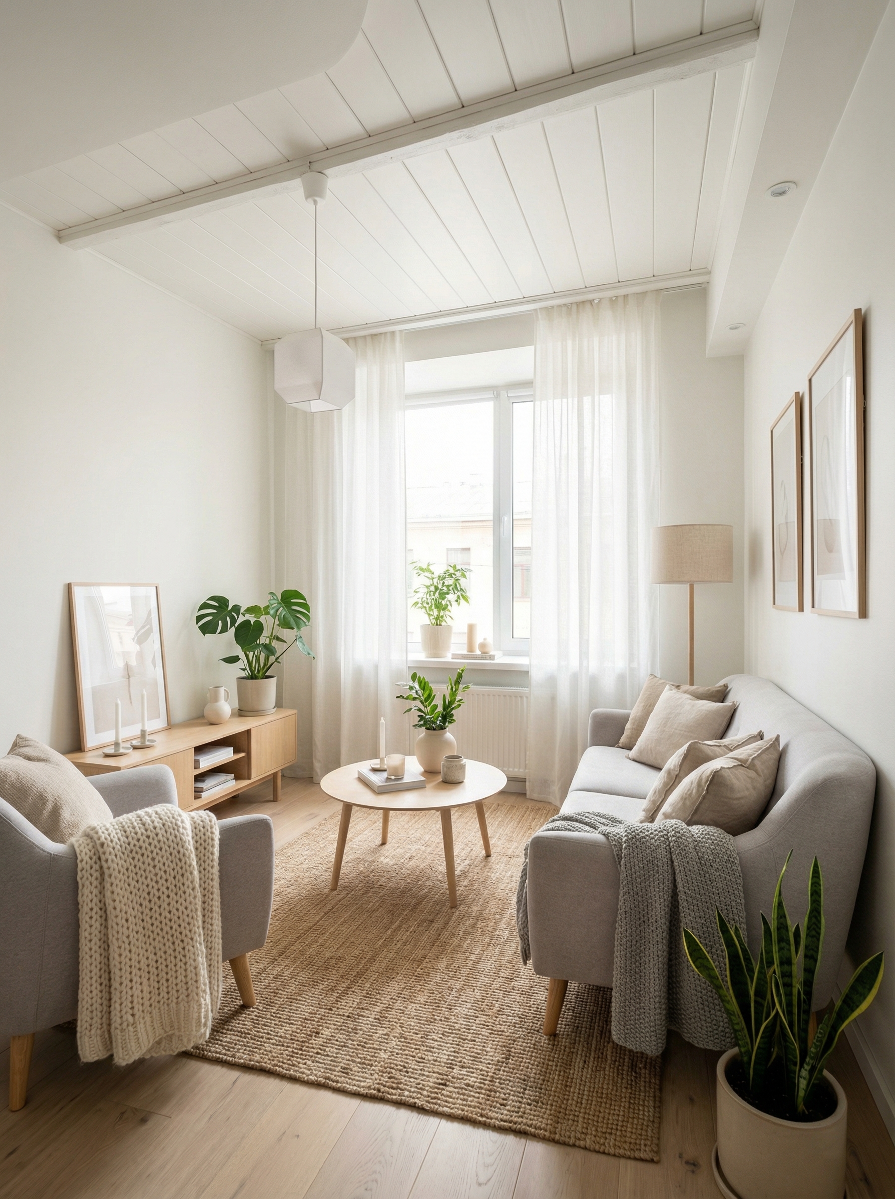 Дизайн гостиной в стиле Хюгге — пример интерьера от нейросети RoomGPT