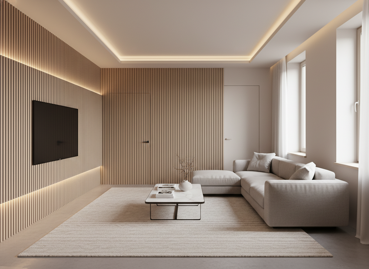 Дизайн гостиной в стиле Минимализм — пример интерьера от нейросети RoomGPT