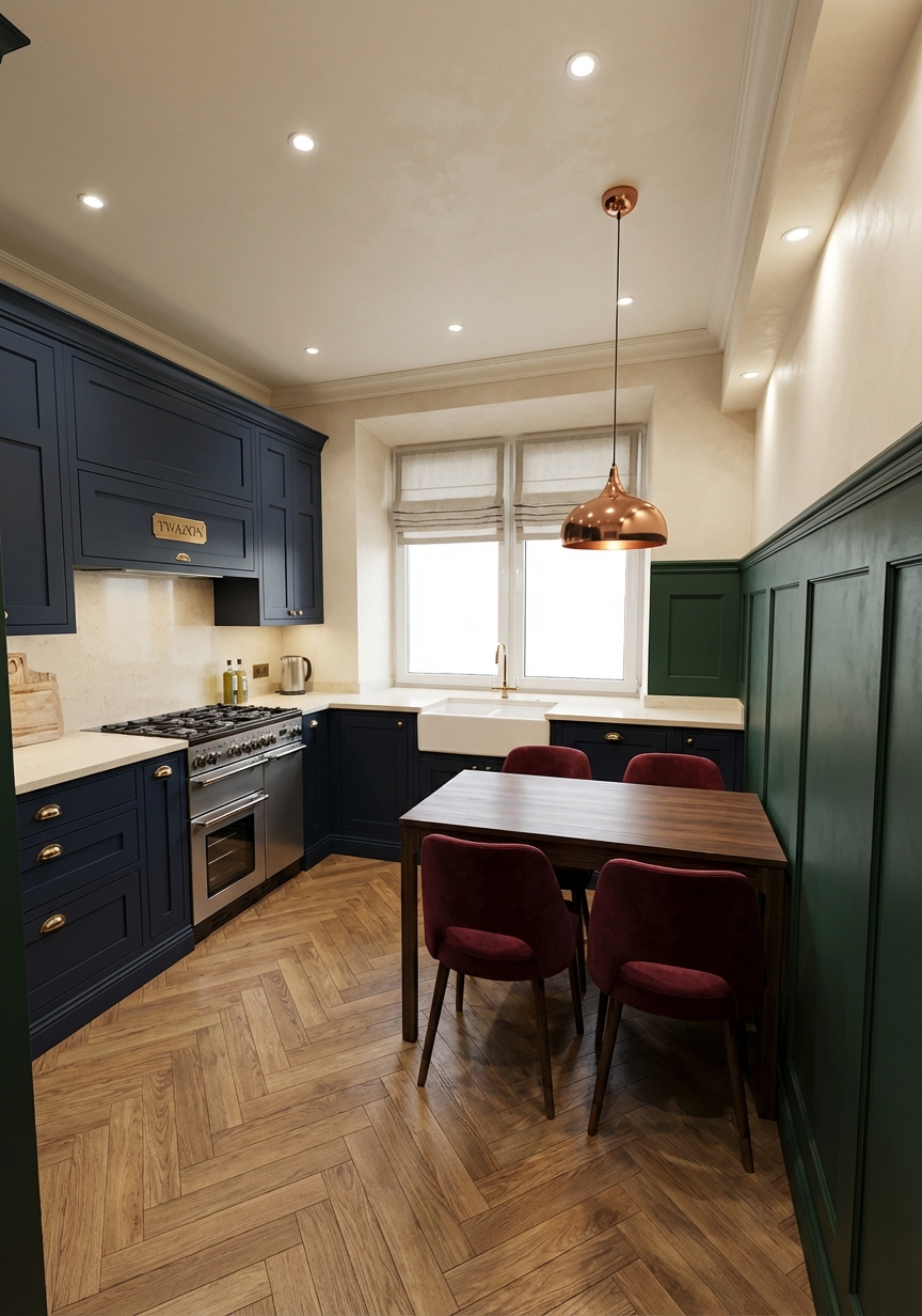 Дизайн кухни в стиле Британский — фото интерьера от нейросети RoomGPT