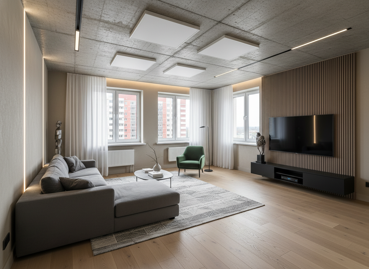 Дизайн гостиной в стиле Контемпорари — пример интерьера от нейросети RoomGPT