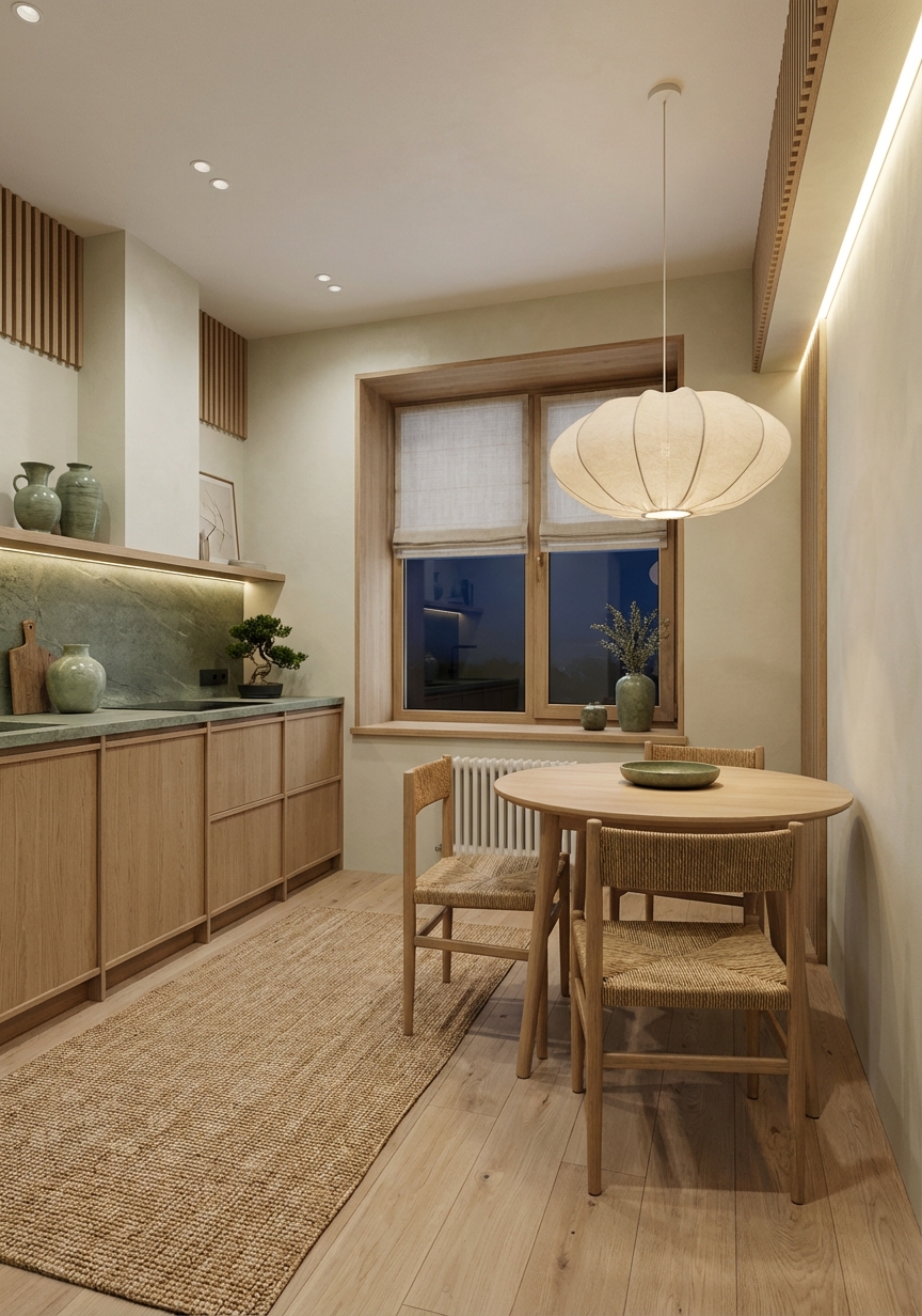 Дизайн гостиной в стиле Japandi — фото интерьера от нейросети RoomGPT