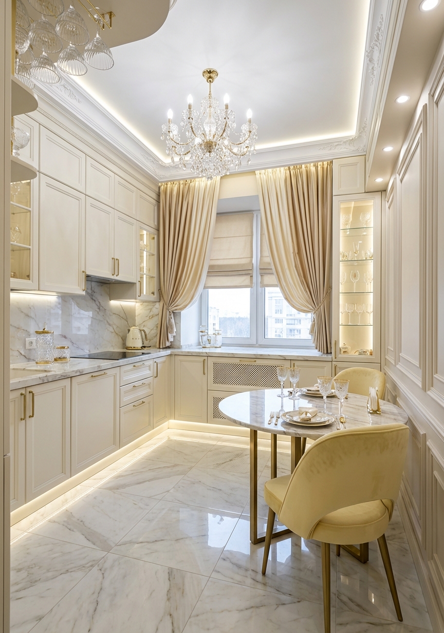 Дизайн кухни в стиле Неоклассика — пример интерьера от нейросети RoomGPT
