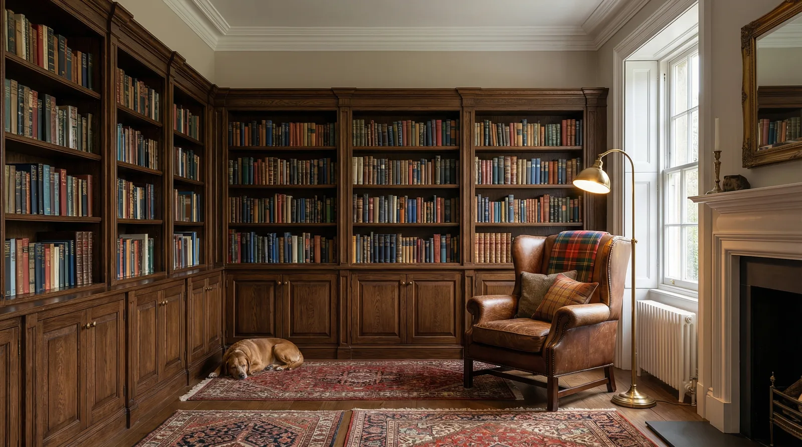 Библиотечные уголки в стиле Британский — пример интерьера | RoomGPT