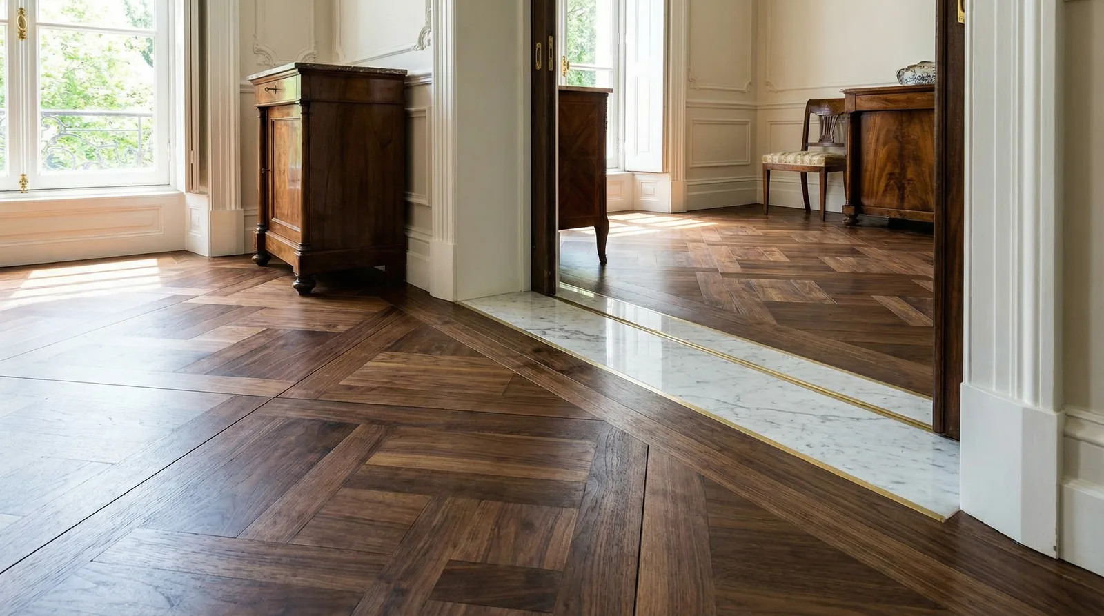 Паркет и мрамор в стиле Классика — пример интерьера | RoomGPT