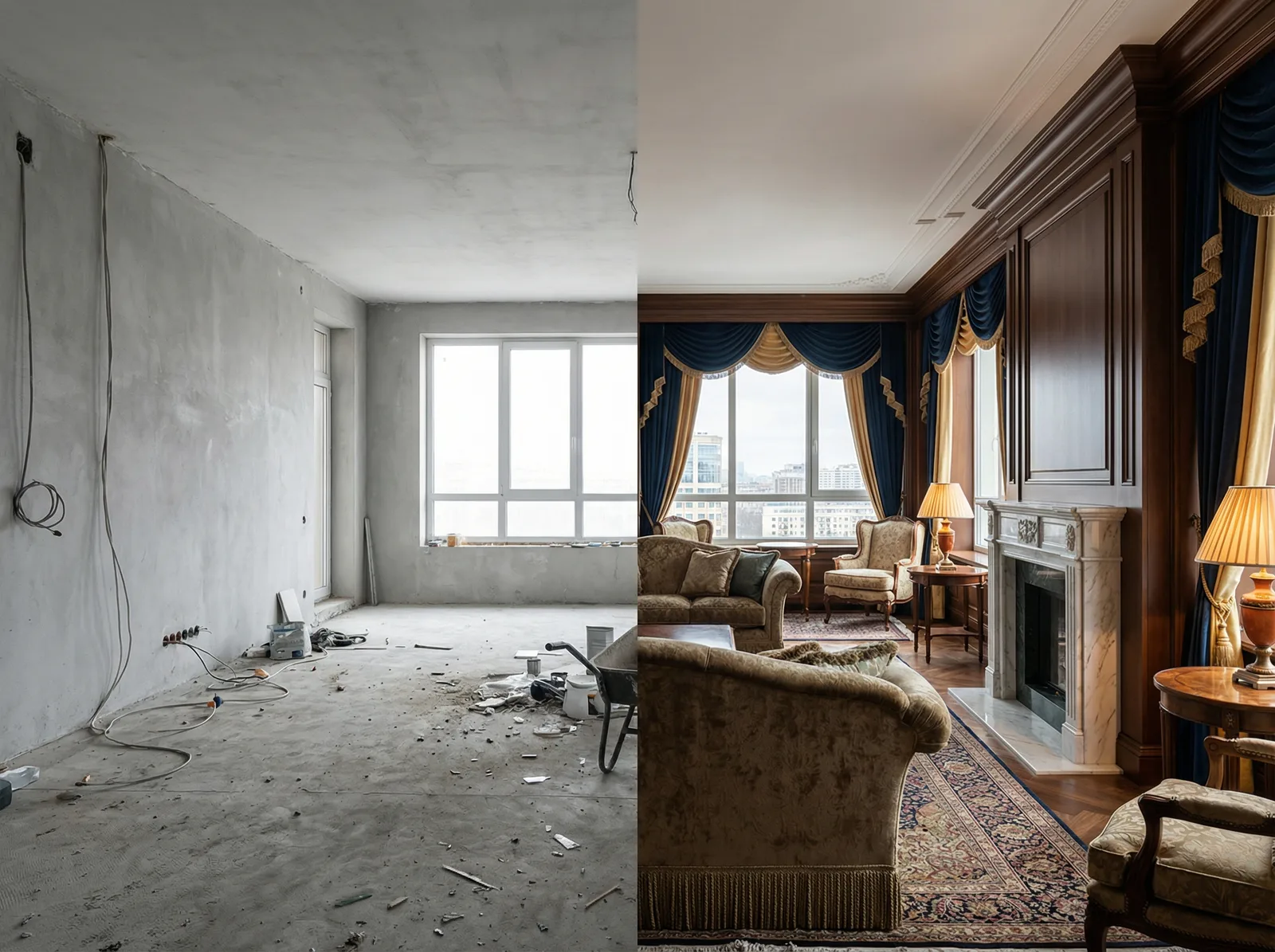 Трансформация интерьера в стиле Классика — до и после | RoomGPT