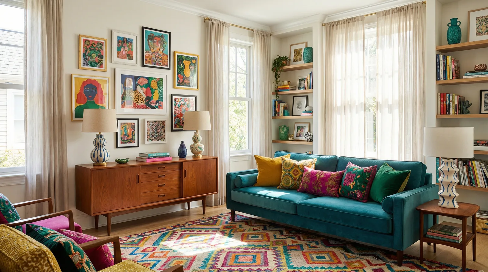 Яркие акценты в стиле Эклектика — пример интерьера | RoomGPT