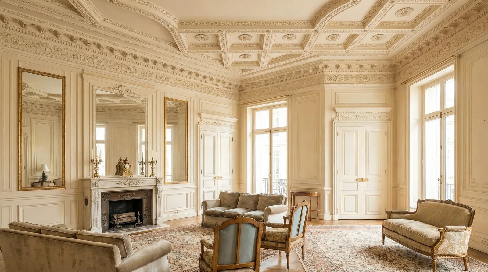 Молдинги и карнизы в стиле Неоклассика — пример интерьера | RoomGPT