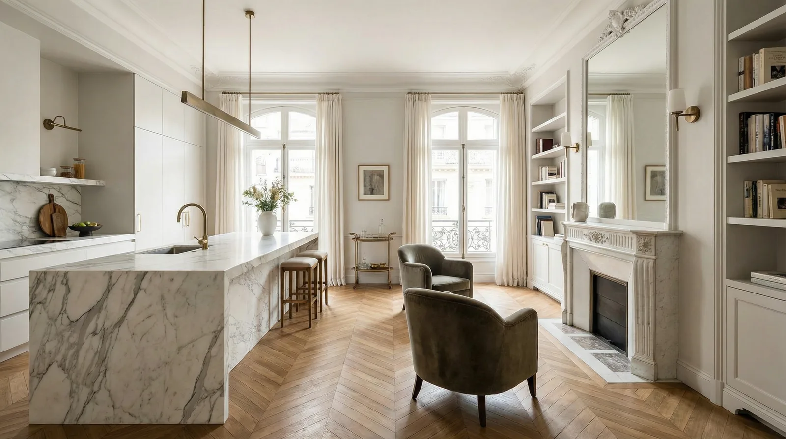 Мраморные поверхности в стиле Неоклассика — пример интерьера | RoomGPT