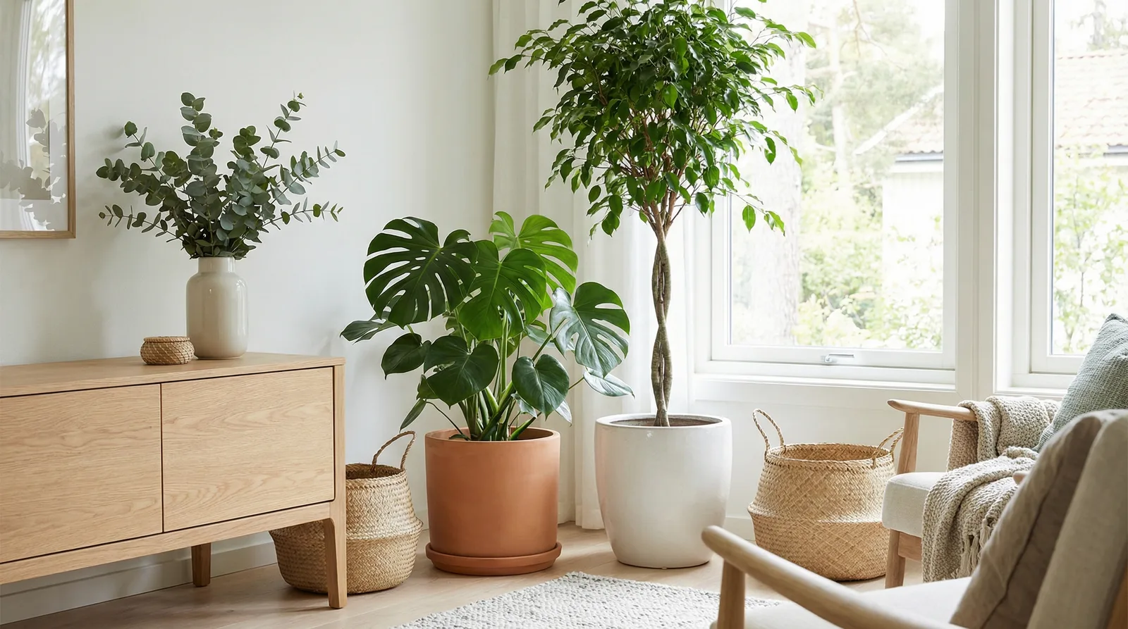 Живые растения в стиле Сканди — пример интерьера | RoomGPT